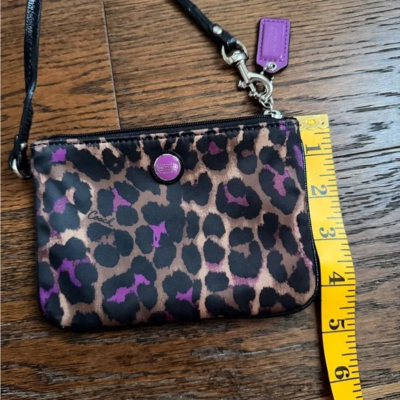 Coach Leopard-Print Wristlet in Brown and Purple - Picture 9 of 9